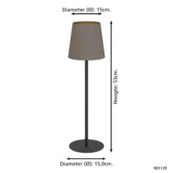 EGLO Fiorana Tafellamp - E14 - 53 Cm - Zwart/Cappucino/Goud -Eglo 96f6683de2e84fc3b6a35d47fdf1ce6f