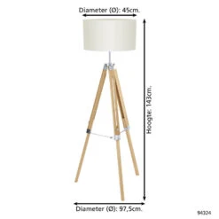 EGLO Lantada Vloerlamp - E27 - 143 Cm - Natuur/Beige -Eglo 9df2a112ce4e48e0a71c66f857f91fbe