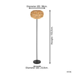 EGLO Sheldon Vloerlamp - E27 - 153.5 Cm - Bruin/Zwart - Papier -Eglo a06a8cc753b04d61bac3548a8ed7537a