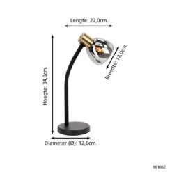 EGLO Macere Tafellamp - Bureaulamp - E14 - 34 Cm - Zwart/Goud -Eglo a6f89b08edb14639af57a3cca3595925