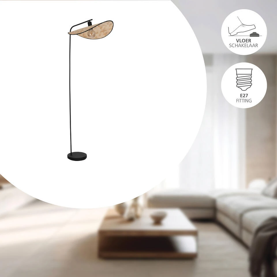 EGLO Marywell Staande Lamp - E27 - Hout - Zwart/Bruin 3 EGLO Marywell Staande Lamp - E27 - Hout - Zwart/Bruin - Afbeelding 3