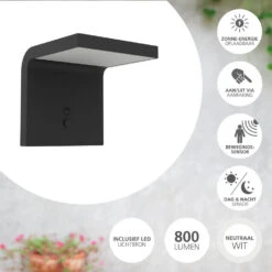 EGLO Spiante Solar Wandlamp - LED - 14 Cm - Zwart/Wit -Eglo a9cde478ad524e6fa30fe787b5a8e1fb