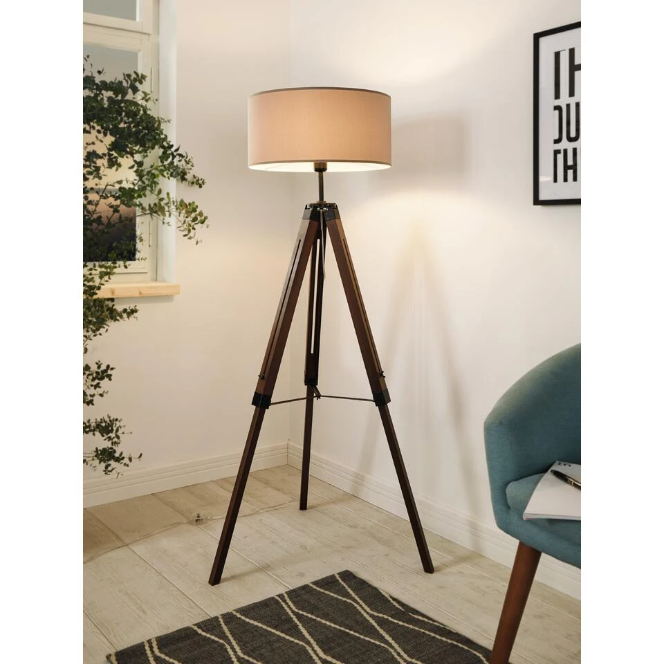 EGLO Lantada Vloerlamp - E27 - 143 Cm - Noten/Taupe 2 EGLO Lantada Vloerlamp - E27 - 143 Cm - Noten/Taupe - Afbeelding 2