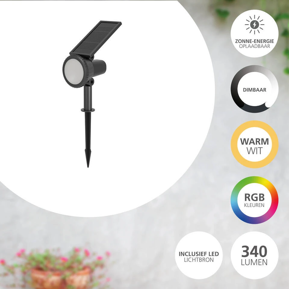 EGLO Sambuco Solar Prikspot - LED - 37,5 Cm - Zwart 2 EGLO Sambuco Solar Prikspot - LED - 37,5 Cm - Zwart - Afbeelding 2