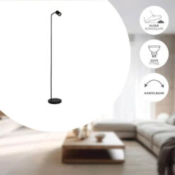 EGLO Rigomagno Vloerlamp - GU10 - H 151 Cm - Staal - Zwart -Eglo c4646f0082c14772ac76990dea2ee76a