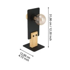 EGLO Bramerton Tafellamp - E27 - Hout - Zwart/Bruin -Eglo cafdbaf18b4a4aff896c3b71a6028441