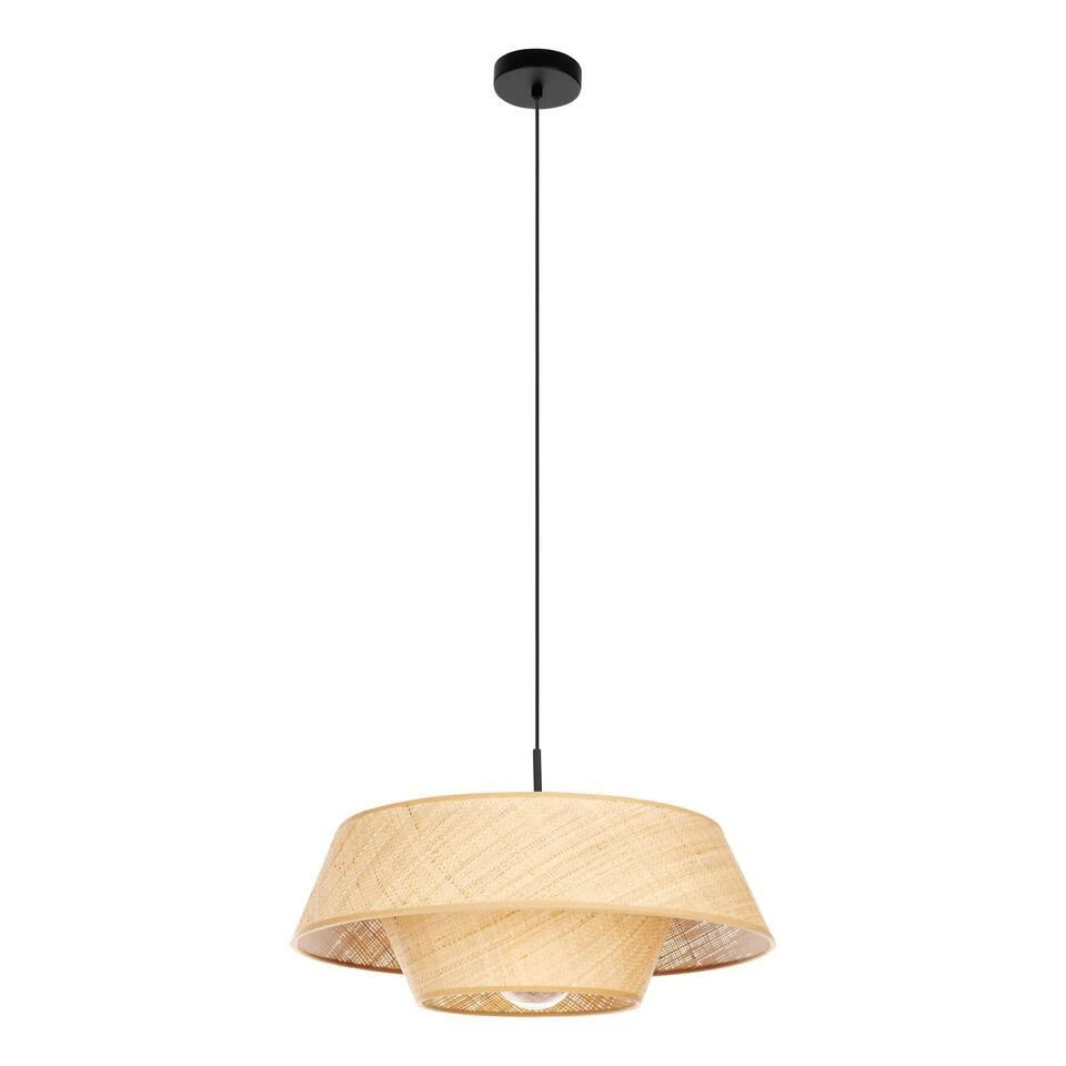 EGLO Marford Hanglamp - E27 - Ø 50 Cm - Zwart/Natuur/Raffia 4 EGLO Marford Hanglamp - E27 - Ø 50 Cm - Zwart/Natuur/Raffia - Afbeelding 4