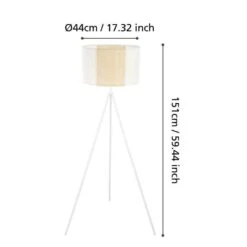 EGLO Arnhem Staande Lamp - E27 - Papier/Staal - Wit/Bruin -Eglo d2ddc18e4434445d80c91c585c834530