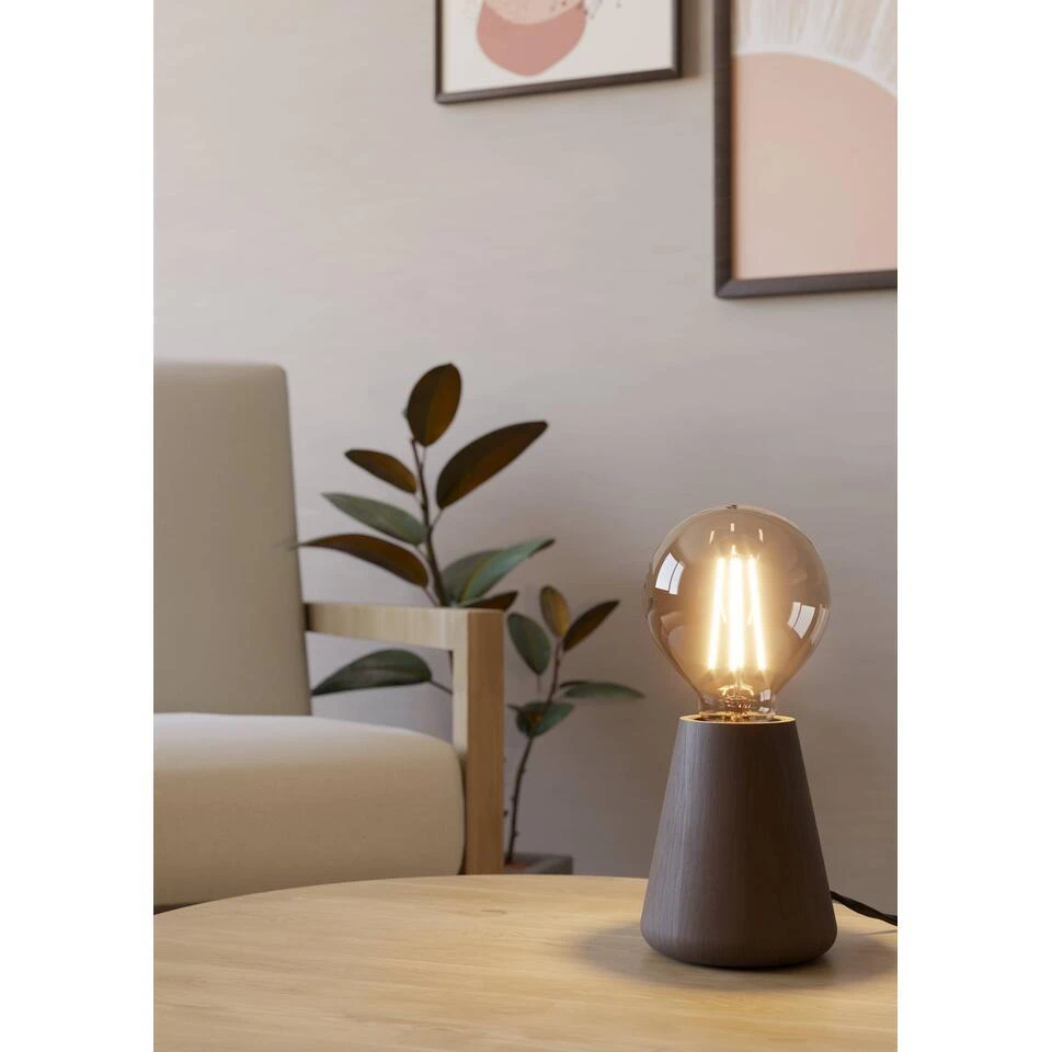 EGLO Asby Tafellamp - E27 - 10 Cm - Donkerbruin - Hout 2 EGLO Asby Tafellamp - E27 - 10 Cm - Donkerbruin - Hout - Afbeelding 2