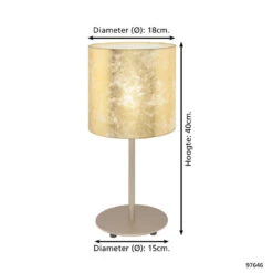 EGLO Viserbella Tafellamp - E27 - 40 Cm - Champagne/Goud -Eglo d7f561e416fb469bb41954482bb2e0aa