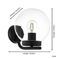 EGLO Taverna Wandlamp - E27 - 20 Cm - Zwart -Eglo e414870b0c0540f194073017986a1a20