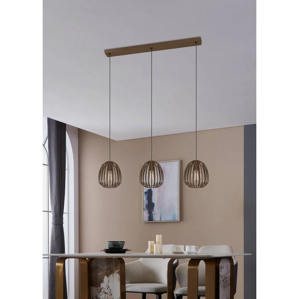 EGLO Espinal Hanglamp - 3xE27 - B 90 Cm - Brons - Staal 2 EGLO Espinal Hanglamp - 3xE27 - B 90 Cm - Brons - Staal - Afbeelding 2