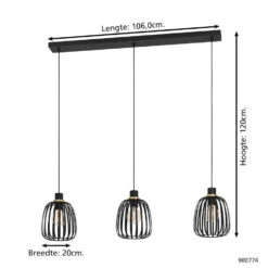 EGLO Pocicas Hanglamp - E27 - 106 Cm - Zwart/Goud -Eglo ef4d2118c5c043c480872ef61dc887c2