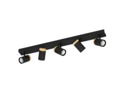 EGLO Plafondspot CARTAGENA 5x - Zwart/hout Zwart