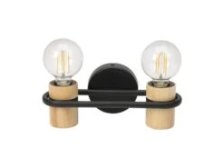 EGLO Wandlamp CHIEVELEY - Zwart/hout Multicolor