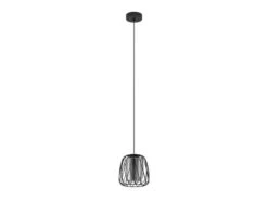 EGLO Hanglamp FLORESTA 1x - Zwart/gestoomd Glas Zwart