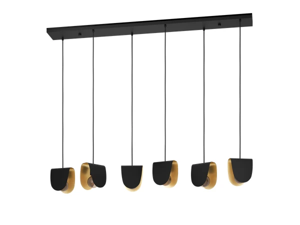 EGLO Hanglamp SERENARA 6X - Zwart/goud Zwart 1 EGLO Hanglamp SERENARA 6X - Zwart/goud Zwart