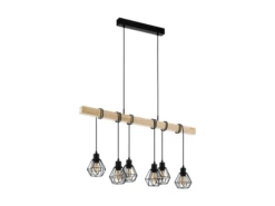 EGLO Hanglamp TOWNSHEND 5 - Zwart/hout Zwart