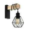 EGLO Wandlamp TOWNSHEND 5 - Hout & Zwart Metaal Hout