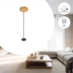 EGLO Sheldon Vloerlamp - E27 - 153.5 Cm - Bruin/Zwart - Papier -Eglo f61c24df7bb944d29ff89f99e26a9013