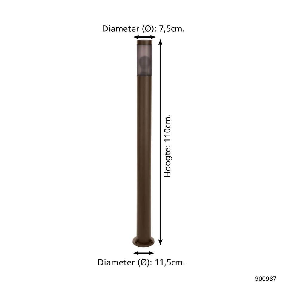EGLO Helsinki Sokkellamp - E27 - 110 Cm - Bruin 5 EGLO Helsinki Sokkellamp - E27 - 110 Cm - Bruin - Afbeelding 5